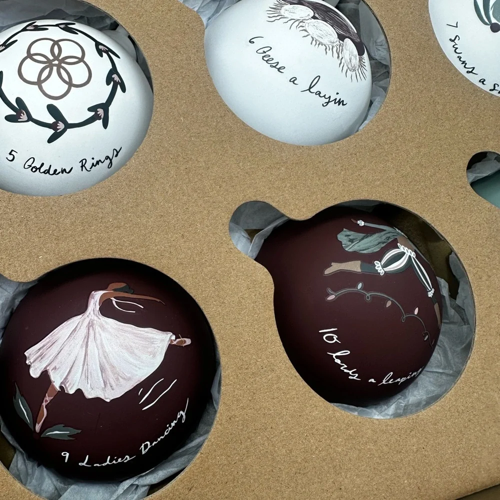 Crate & Barrel 12 Days of Christmas Ornaments Set of 12